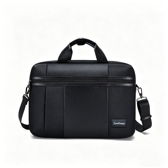 Zenithway Men's Business Briefcase, Black Oxford Cloth Large Capacity Handbag Crossbody Laptop Bag, OEM Custom Logo Available