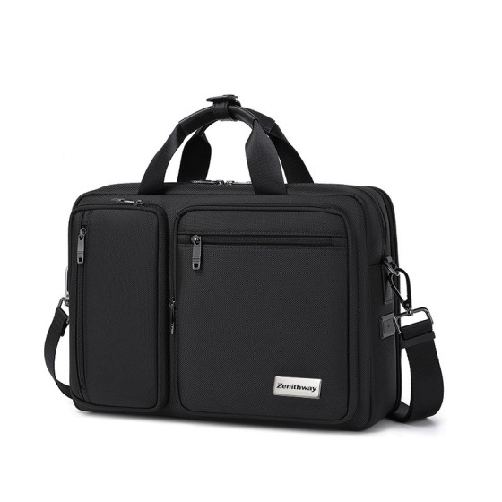 Zenithway Men's Business Laptop Briefcase, Waterproof Oxford Cloth Large Capacity Hand & Shoulder Commuter Bag, Customizable Logo OEM Available